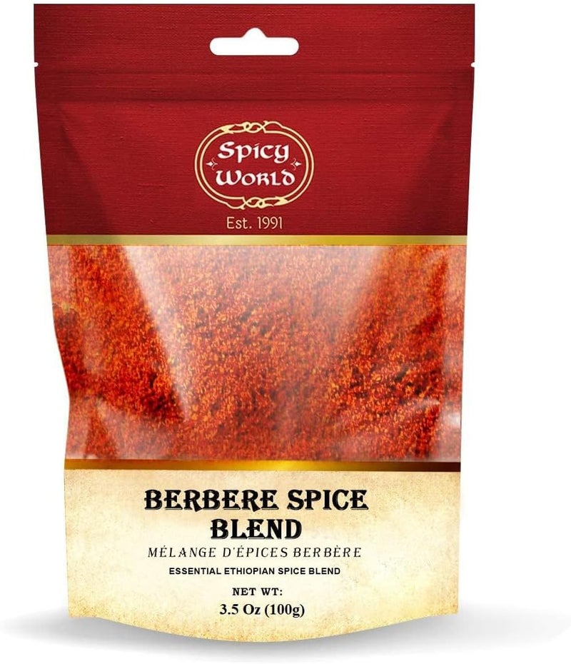 Spicy World Berbere Spice Blend 3.5oz | Authentic Ethiopian Seasoning Hand-Blended | Rich 14-Spice Mix for Flavorful Dishes - Image 1